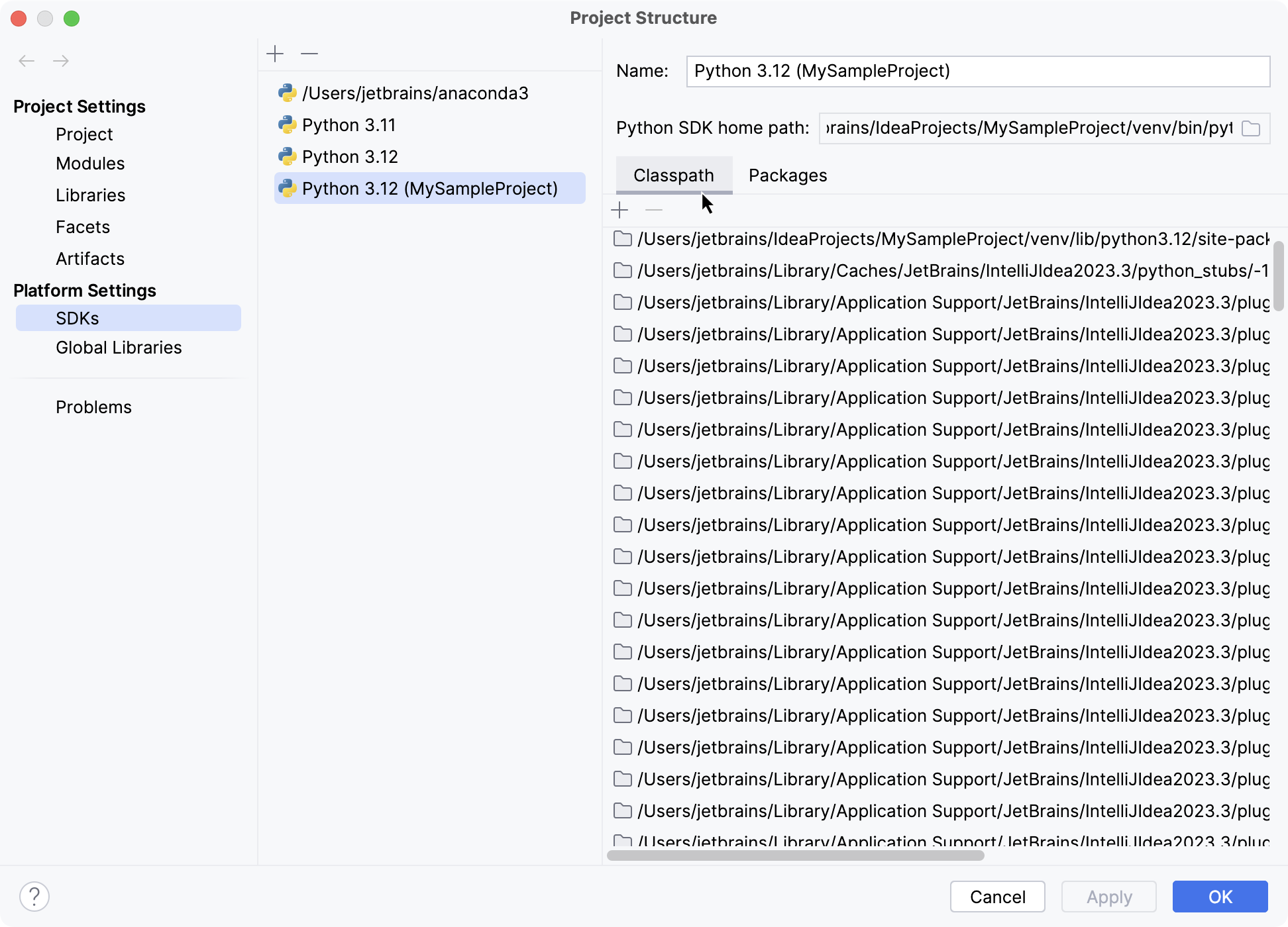 Classpath tab Classpath tab