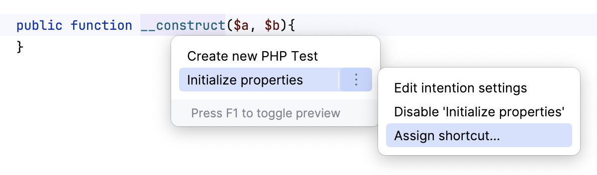 为意图操作分配键盘快捷键 为意图操作分配键盘快捷键