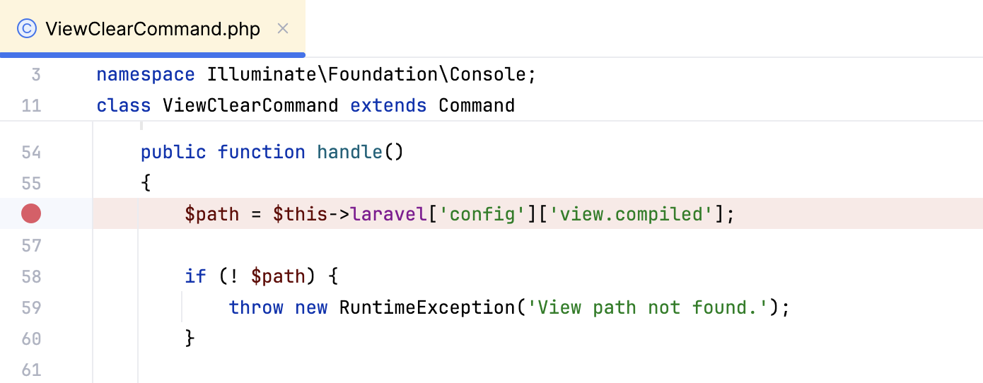 Set a breakpoint in a Laravel command Set a breakpoint in a Laravel command