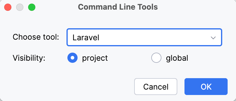 the Command Line Tools dialog the Command Line Tools dialog