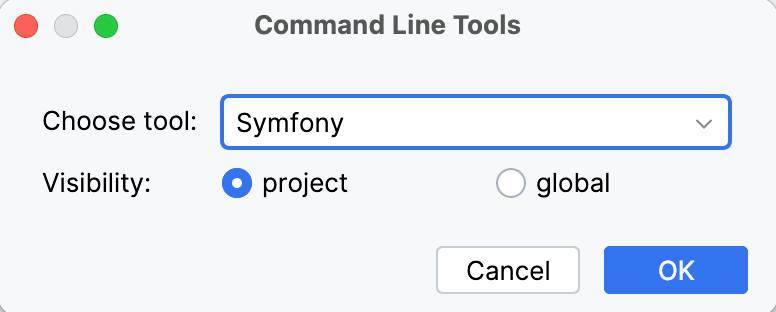 the Command Line Tools dialog the Command Line Tools dialog