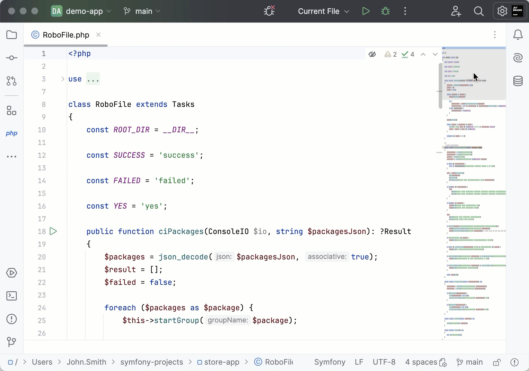 PhpStorm with Codeglance Pro plugin