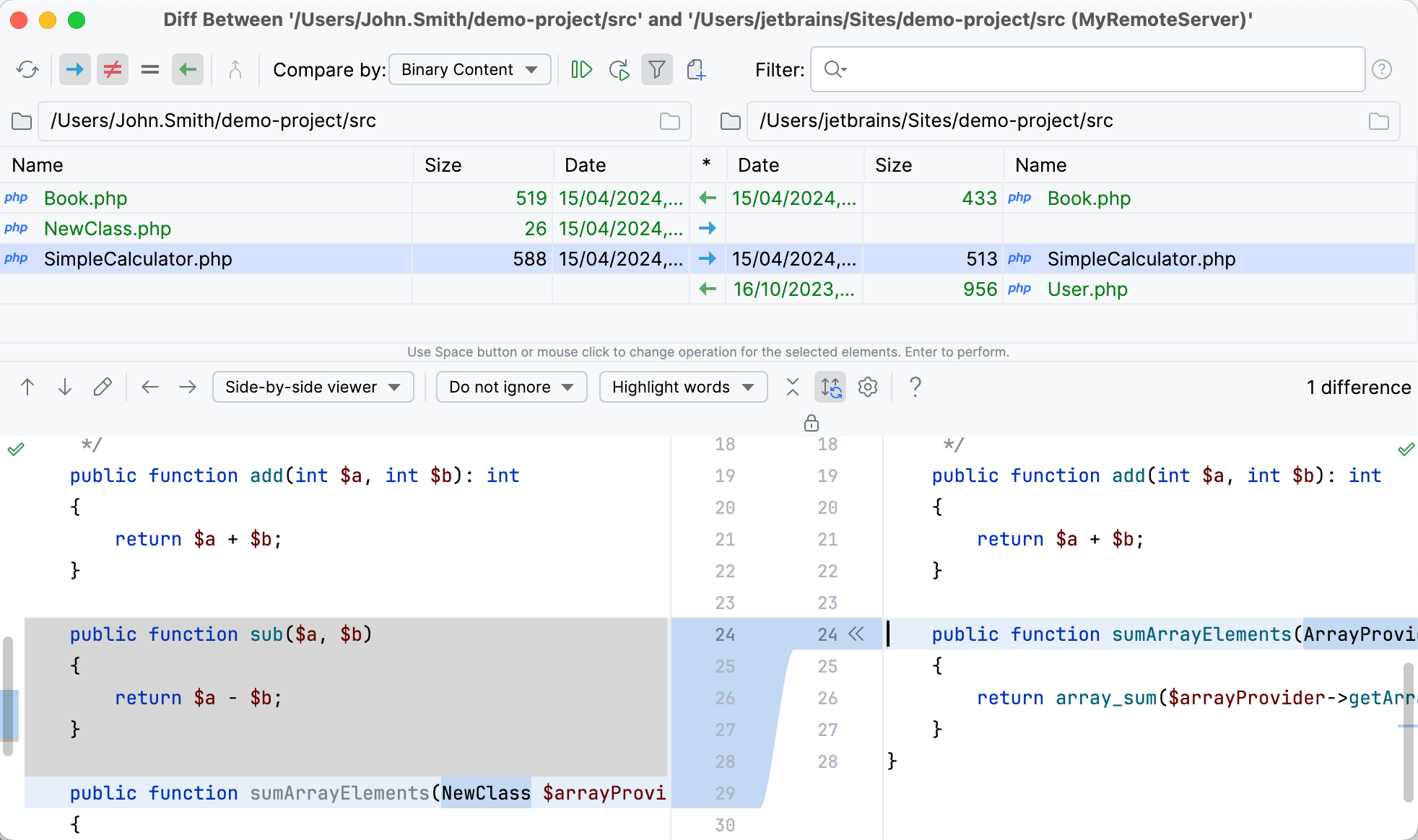 比较本地和远程文件夹 比较本地和远程文件夹