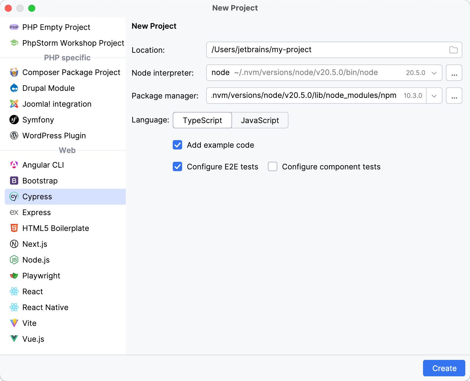 创建新 Cypress 项目 创建新 Cypress 项目