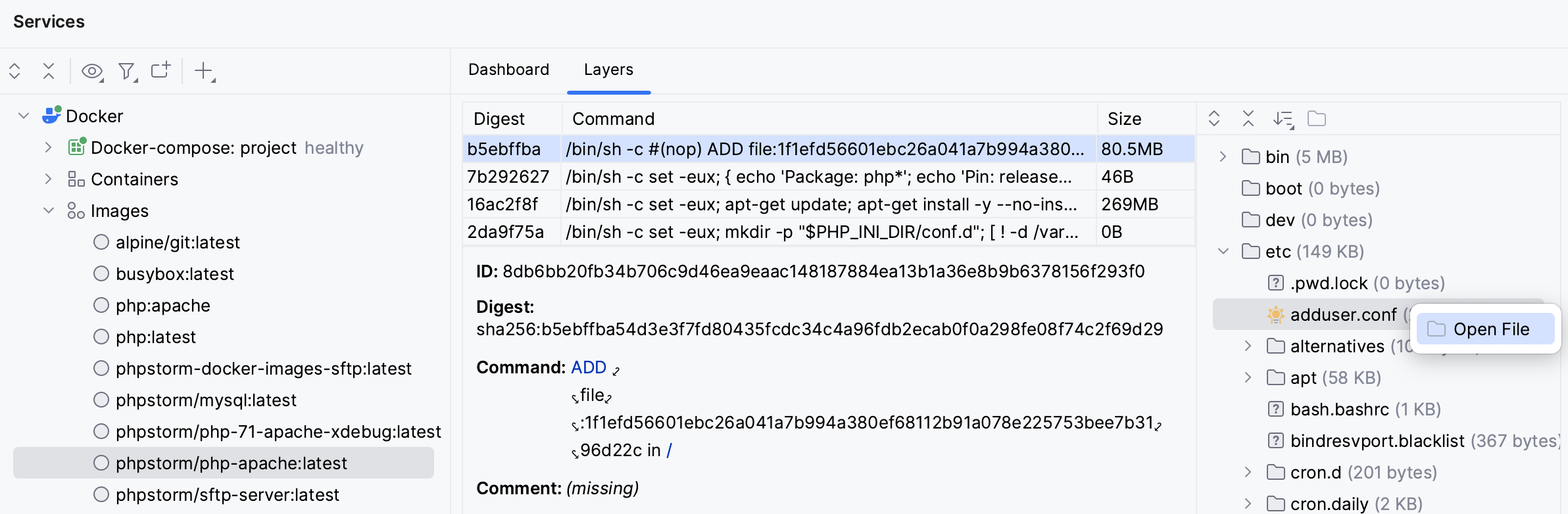 Open a file from a Docker layer Open a file from a Docker layer