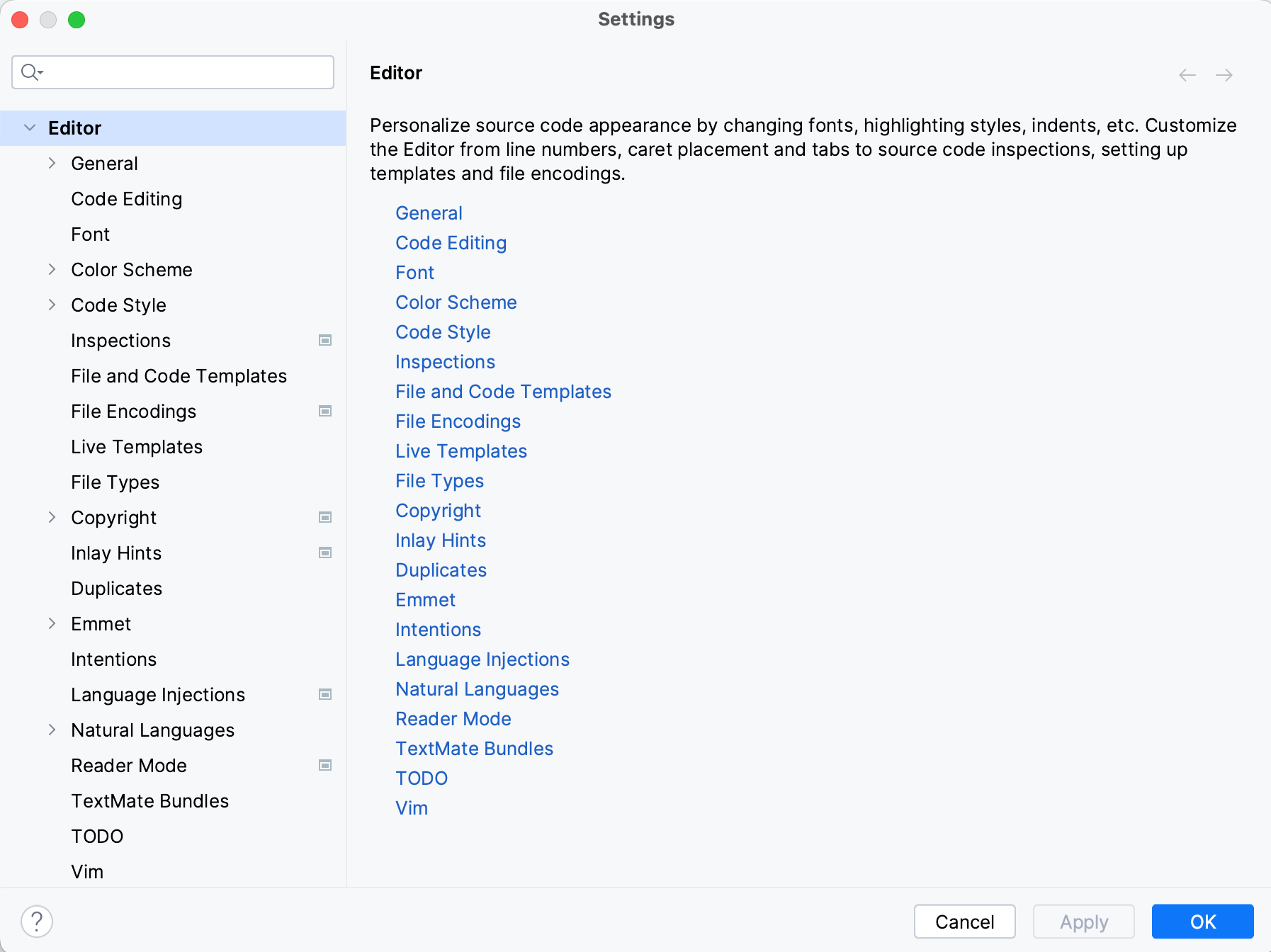 editor settings editor settings