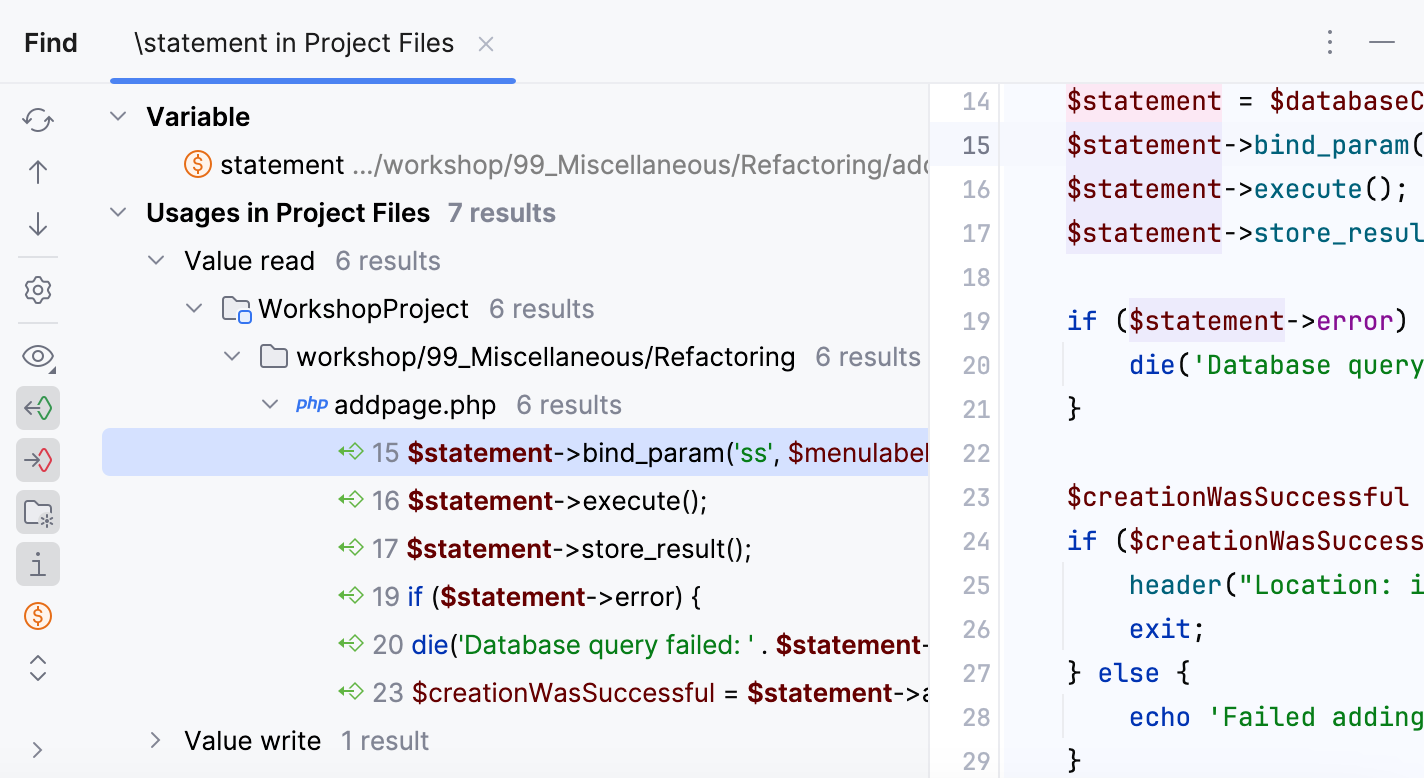 Find tool window preview area Find tool window preview area
