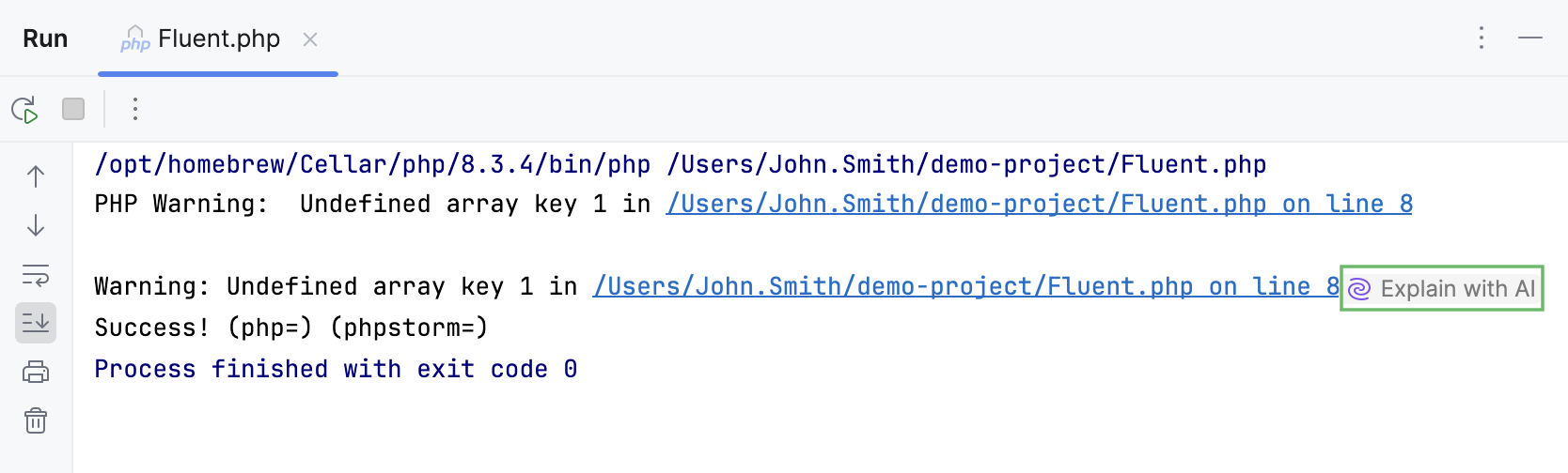 在控制台中通过 AI 进行解释