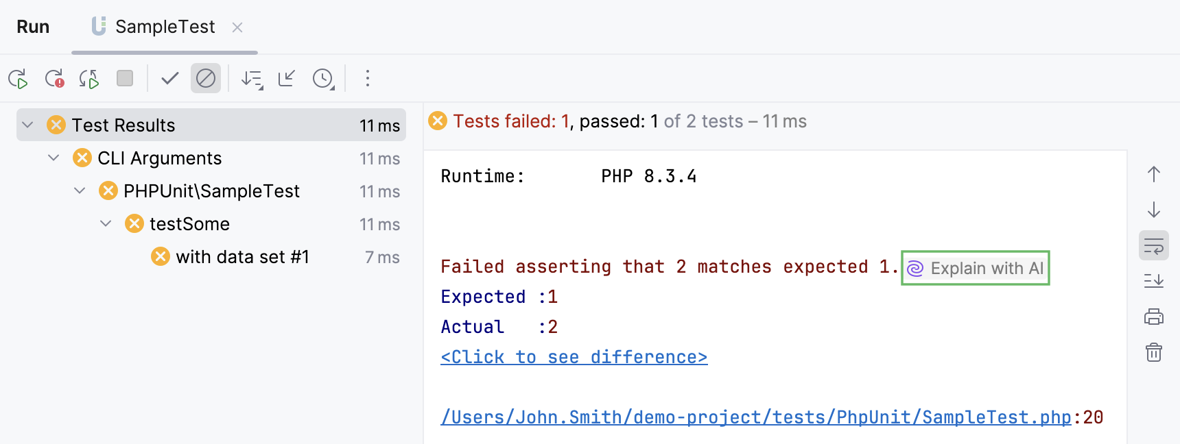在控制台中通过 AI 进行解释