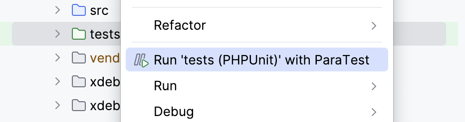 Select run tests with Paratest option Select run tests with Paratest option