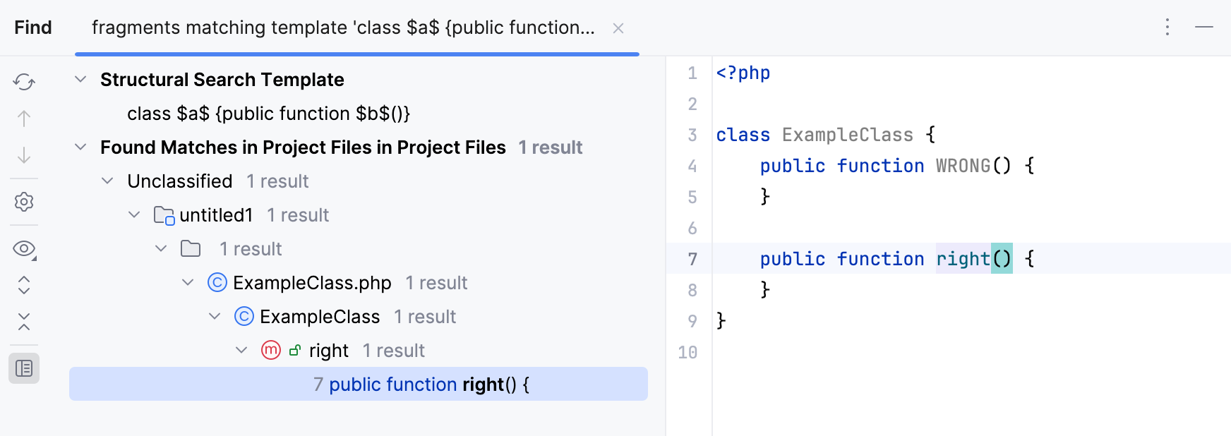 在“查找工具”窗口中显示的结果 在“查找工具”窗口中显示的结果