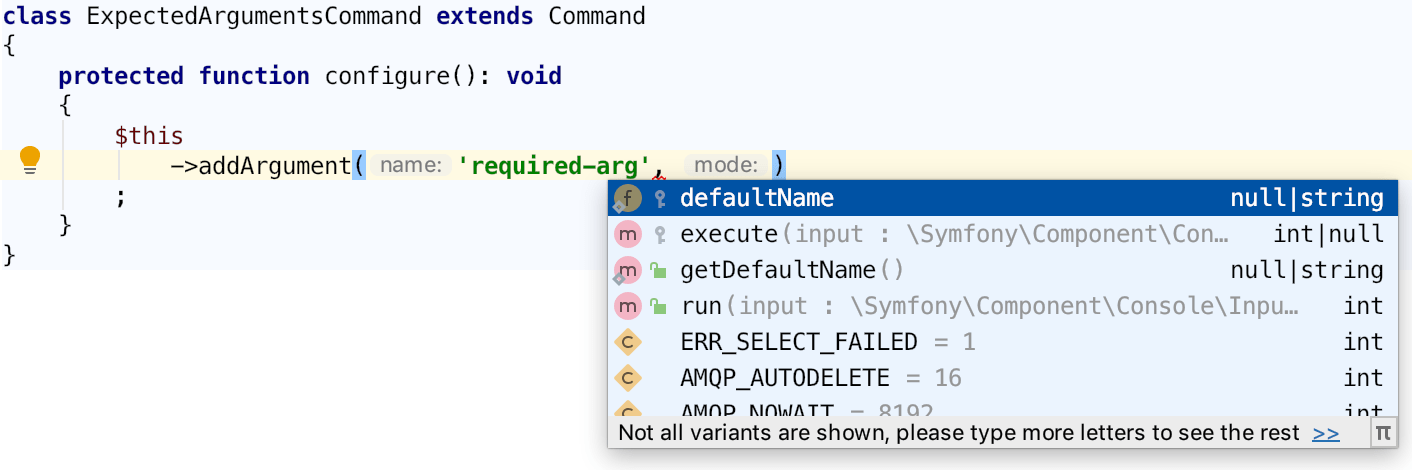 Code completion before Expected Arguments is set Code completion before Expected Arguments is set