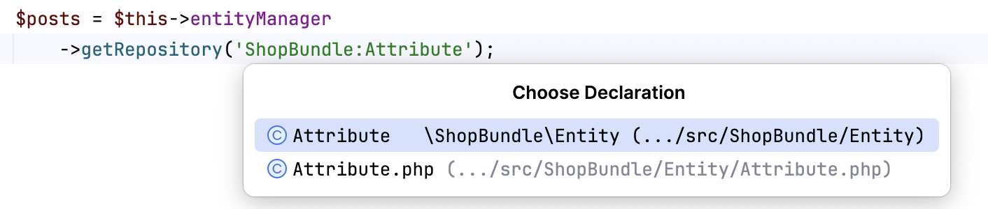 Navigate to Symfony Doctrine entity Navigate to Symfony Doctrine entity