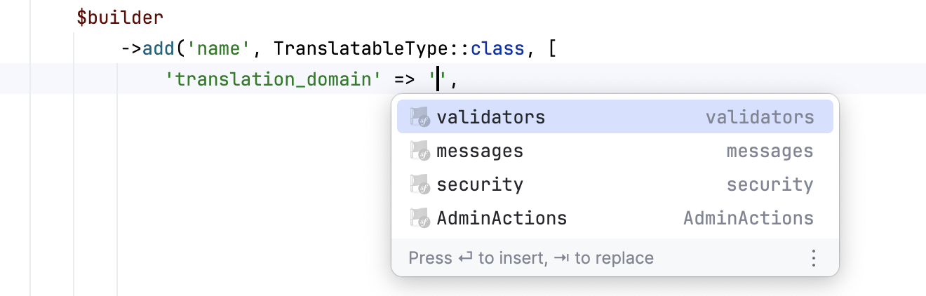 Symfony form builder translations completion Symfony form builder translations completion