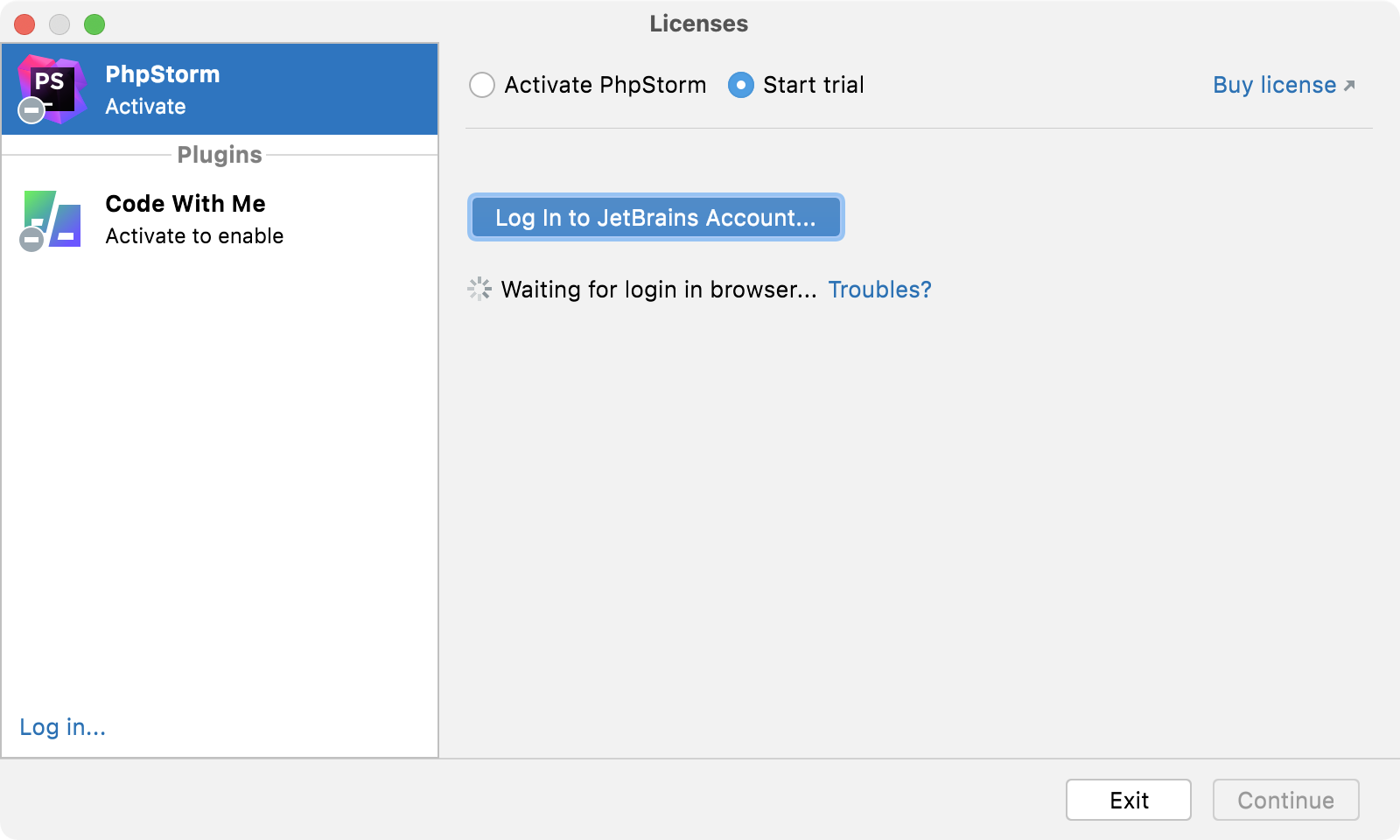 登录对话框中的 Troubles 按钮 登录对话框中的 Troubles 按钮