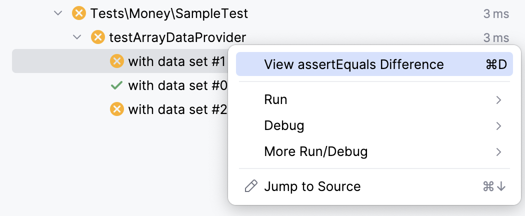 查看 assertEquals 差异的选项 查看 assertEquals 差异的选项