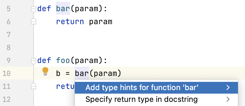 example of adding a type hint for a function example of adding a type hint for a function