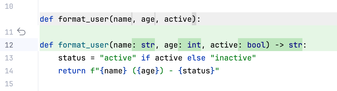 已通过 AI&nbsp;Assistant 添加 Python 类型注解