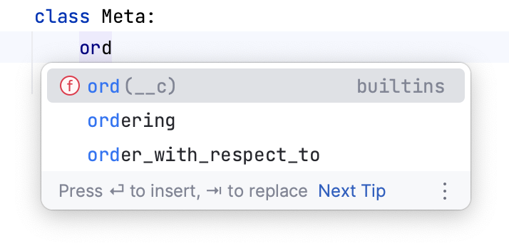 Meta model options Meta model options