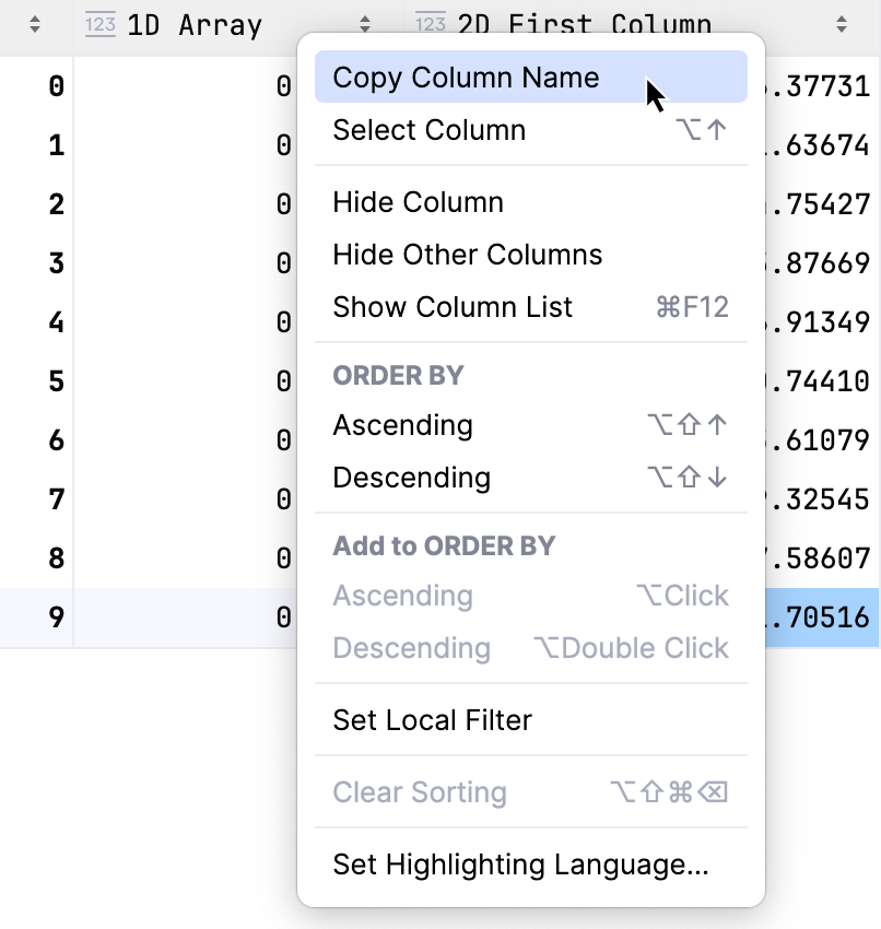 Copying table headers Copying table headers