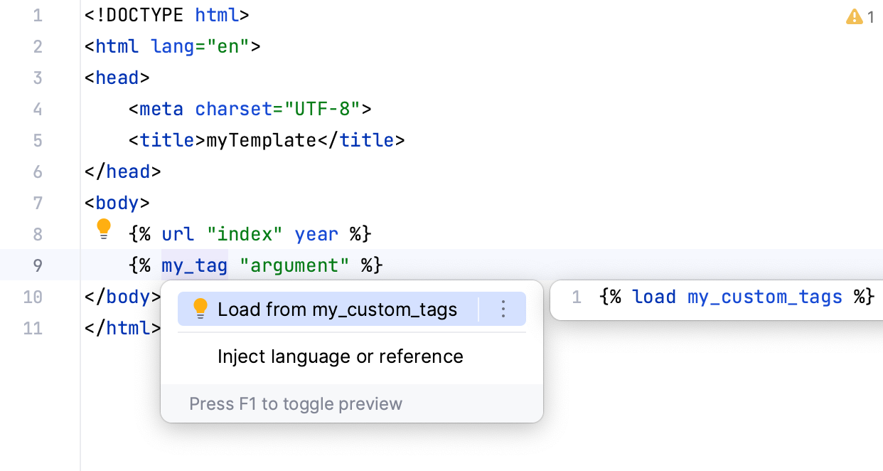 Inspections to load a custom template Inspections to load a custom template