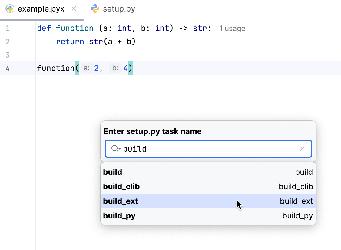 Selecting the build task