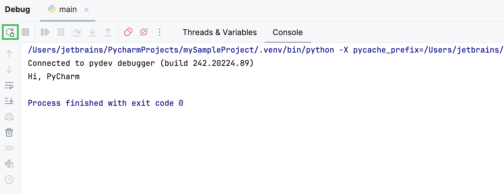 the Rerun button the Rerun button