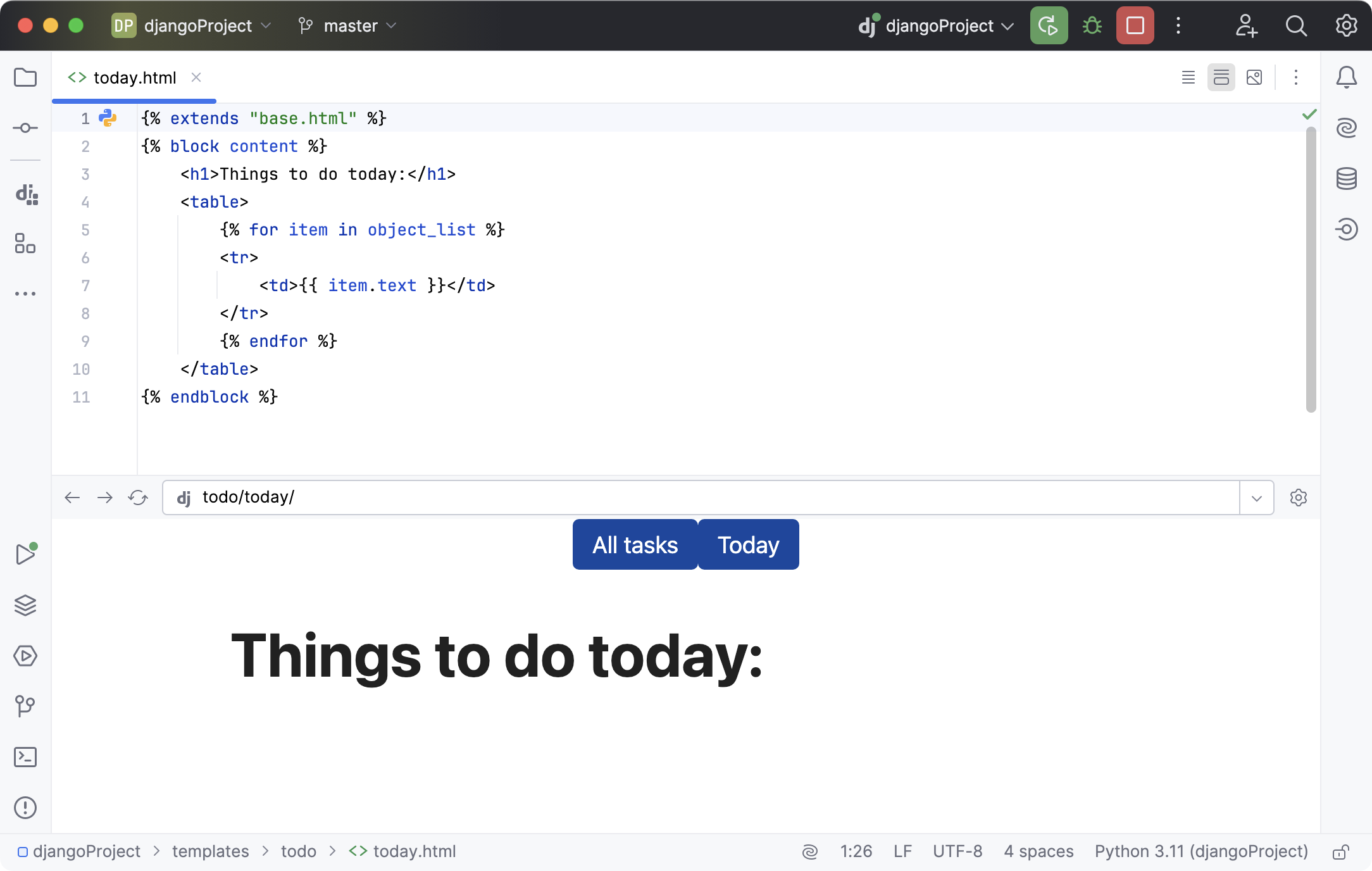 Horizontal preview of a Django template Horizontal preview of a Django template