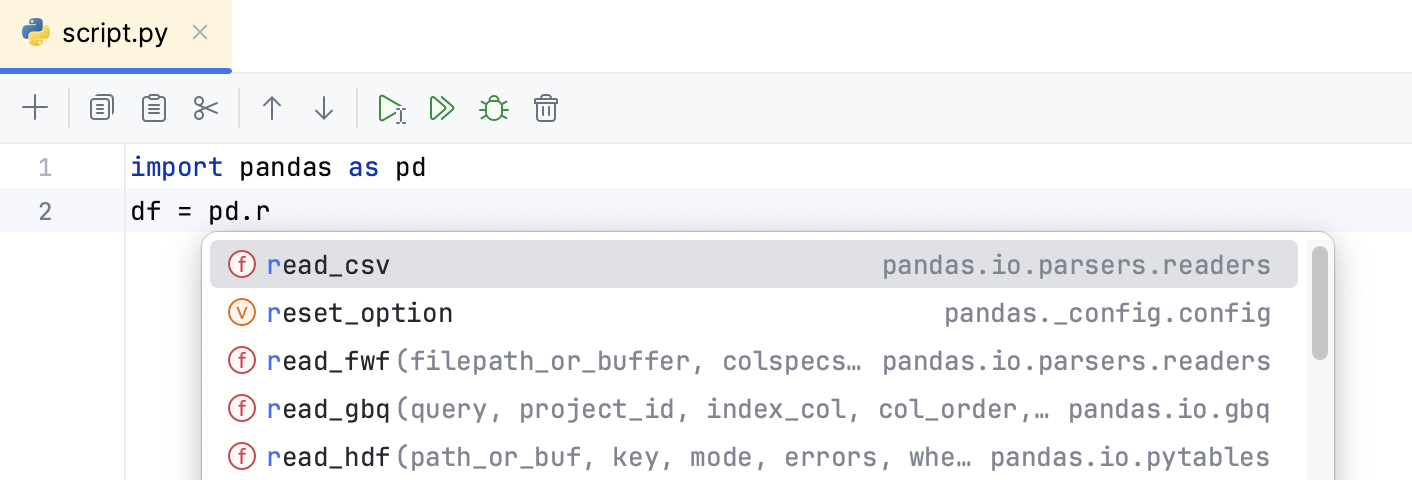 Code completion Code completion