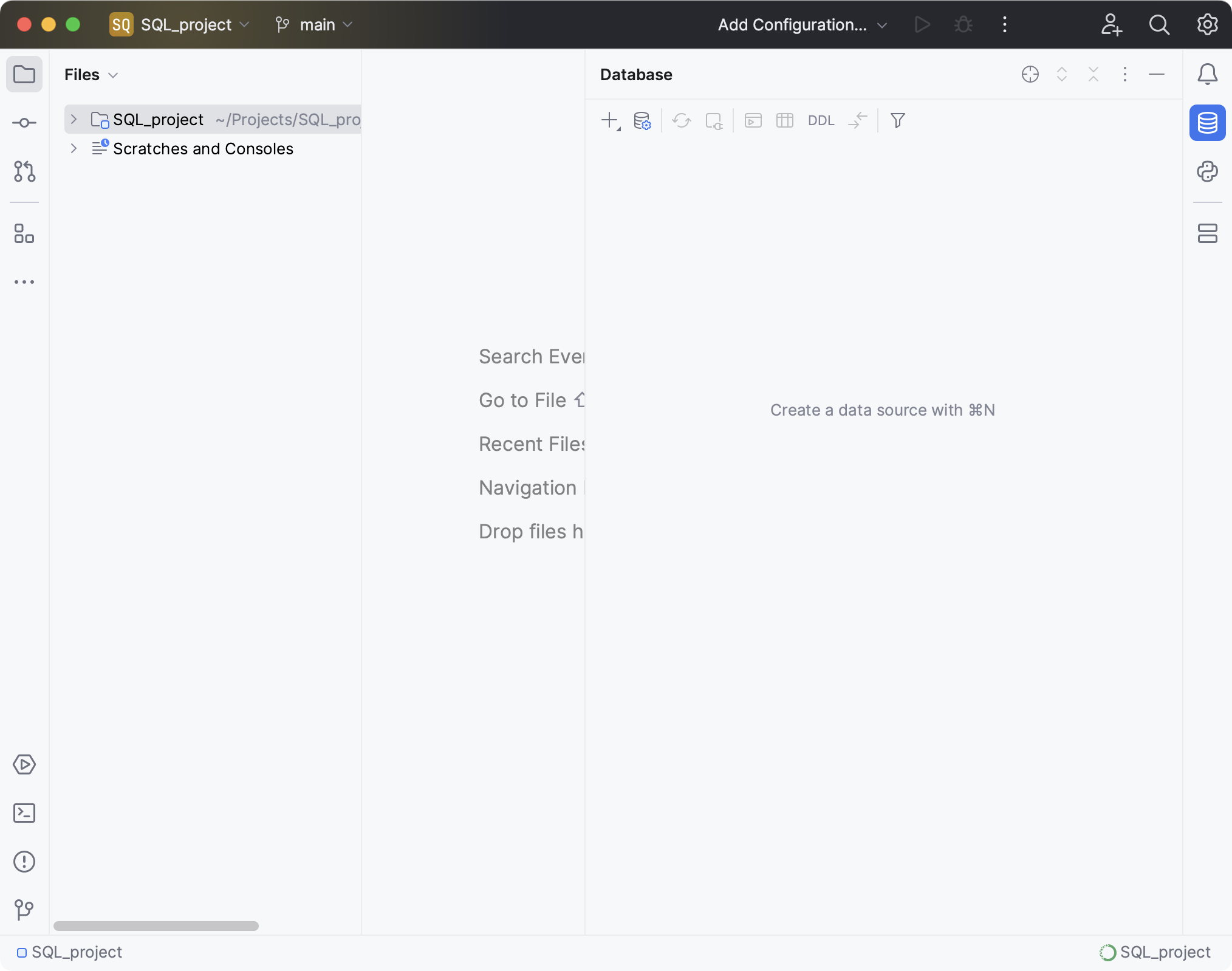 Database tool window opened Database tool window opened