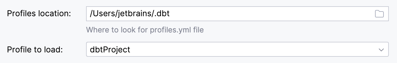 Specify dbt profile Specify dbt profile