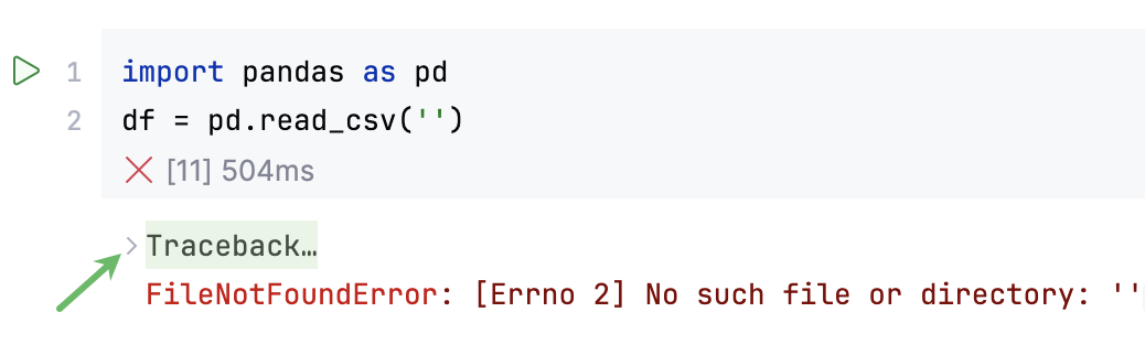Error traceback Error traceback