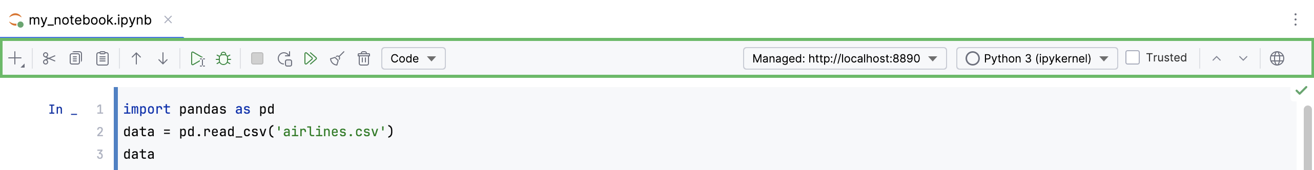 Jupyter toolbar Jupyter toolbar