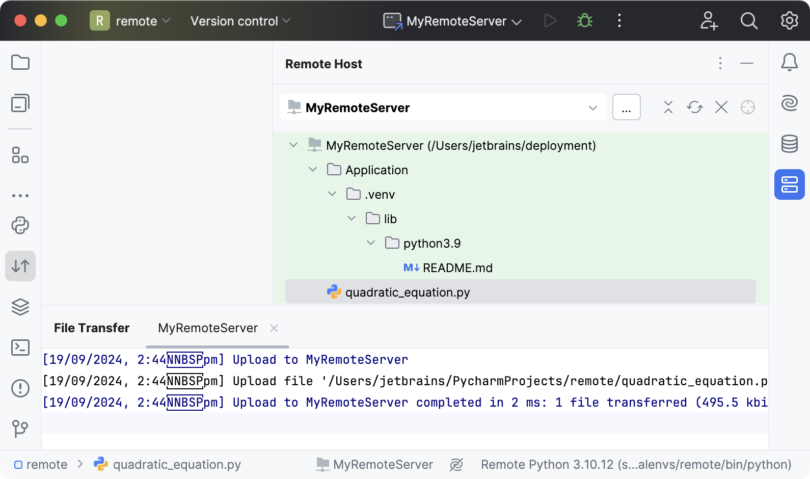 File Transfer tool window File Transfer tool window