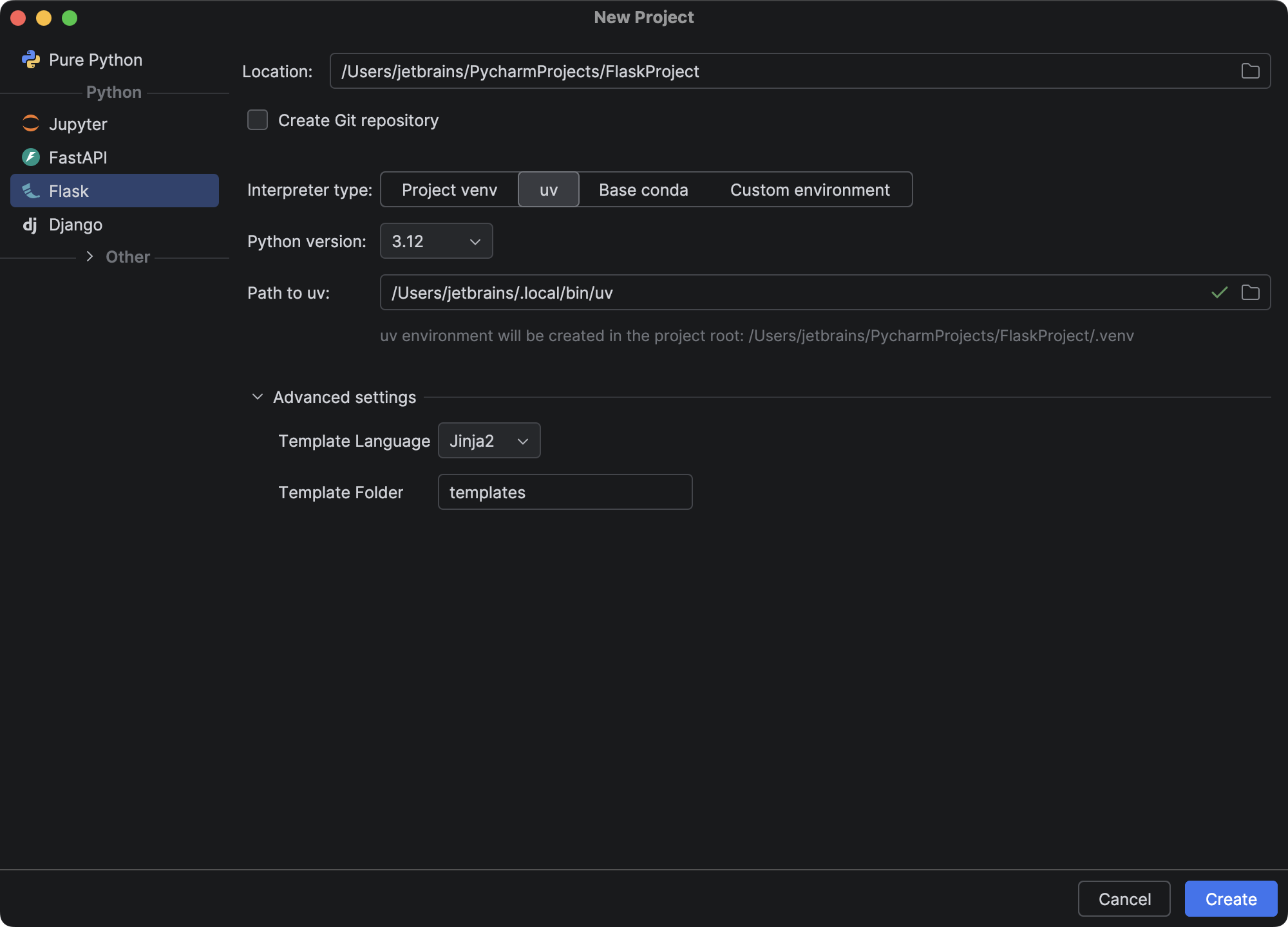 创建 Flask 项目 | PyCharm 文档