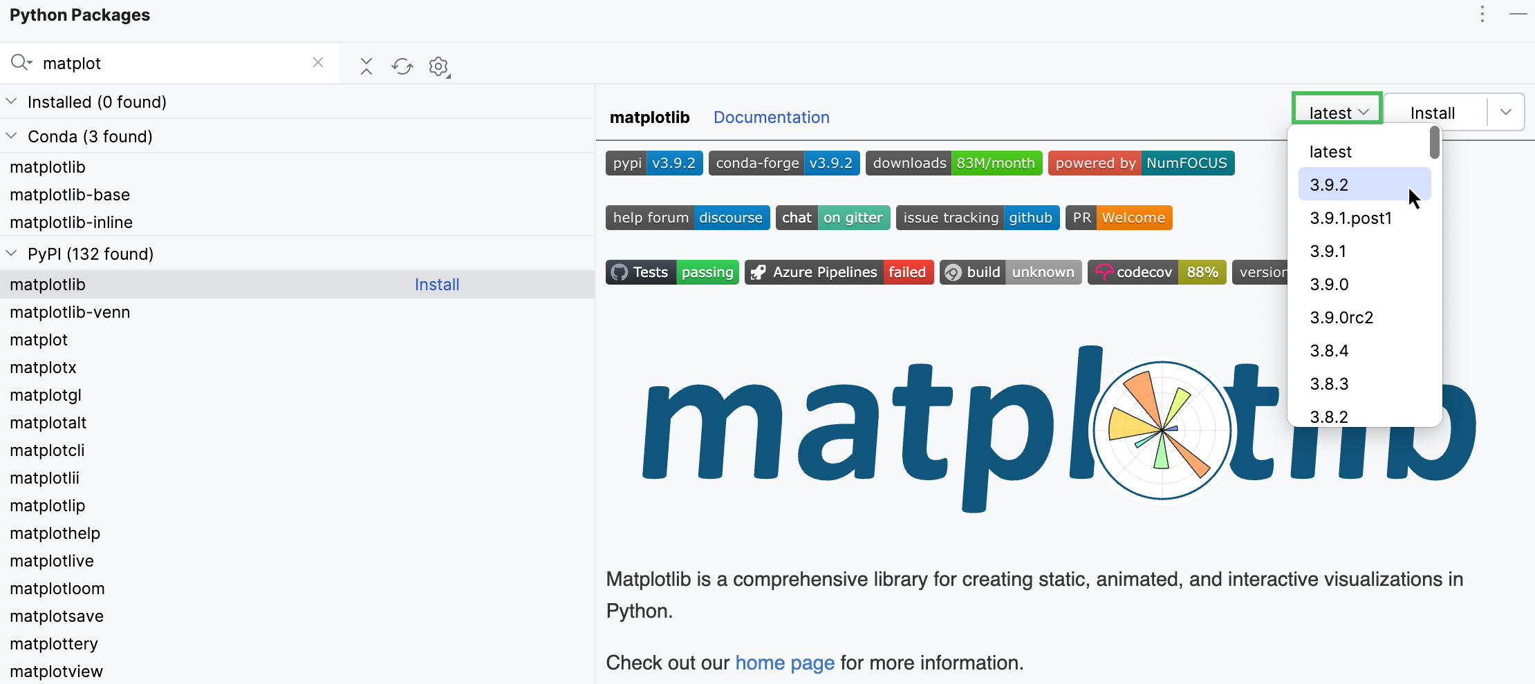 Selecting the package version to be installed Selecting the package version to be installed