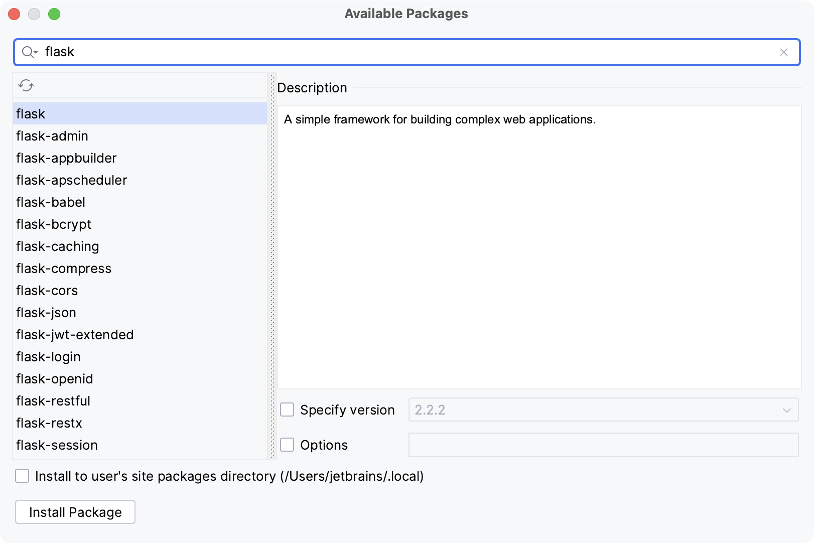 Show available packages Show available packages