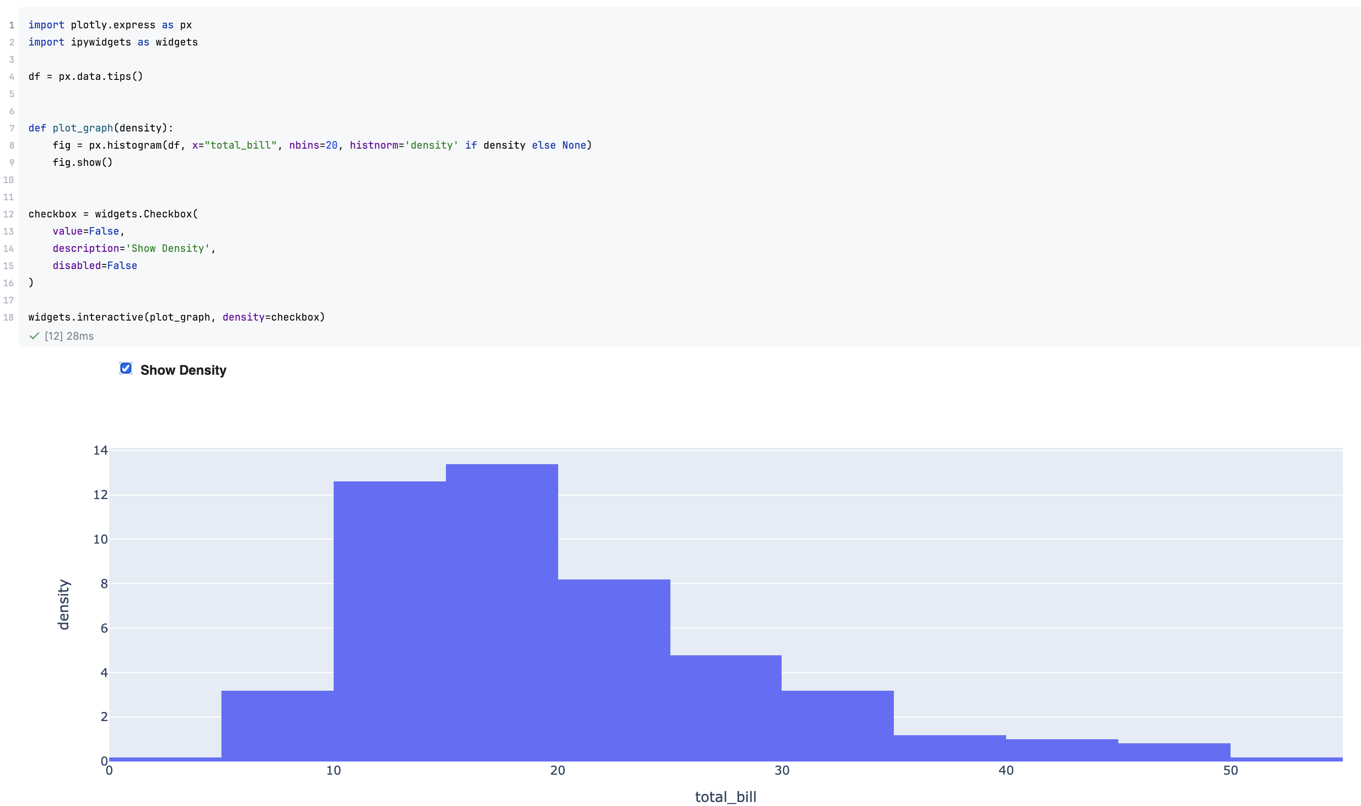 Viewing the output of the interactive widget in the light theme Viewing the output of the interactive widget in the light theme