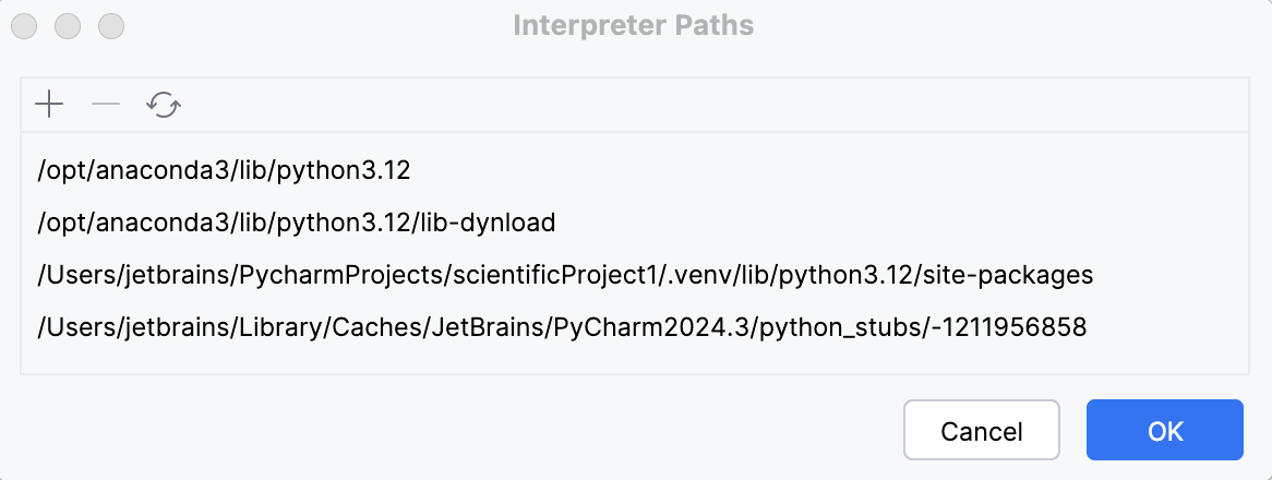 Show an interpreter path Show an interpreter path