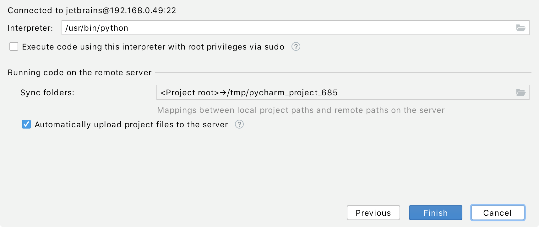 Setting SSH mappings Setting SSH mappings