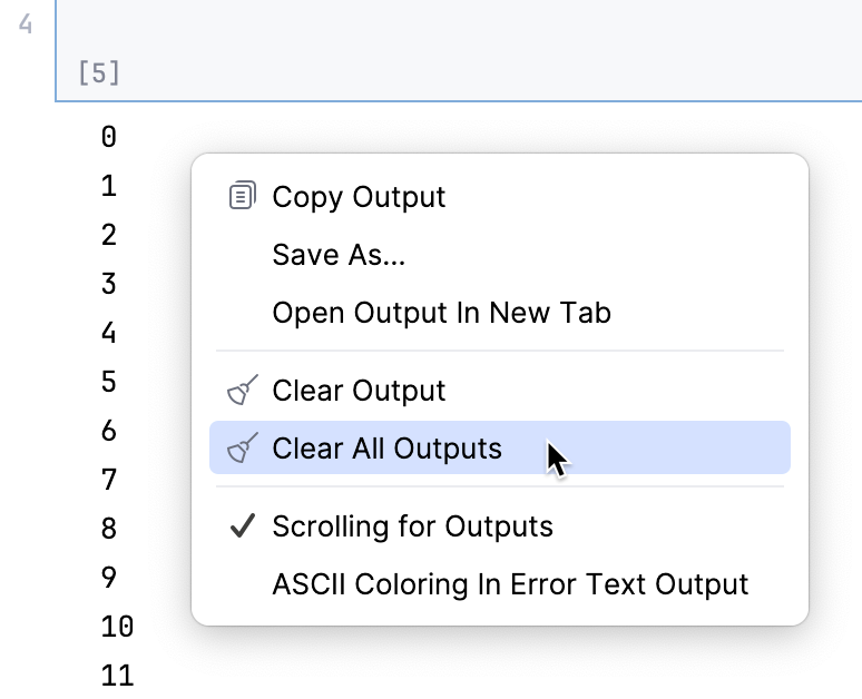 Clear all outputs Clear all outputs