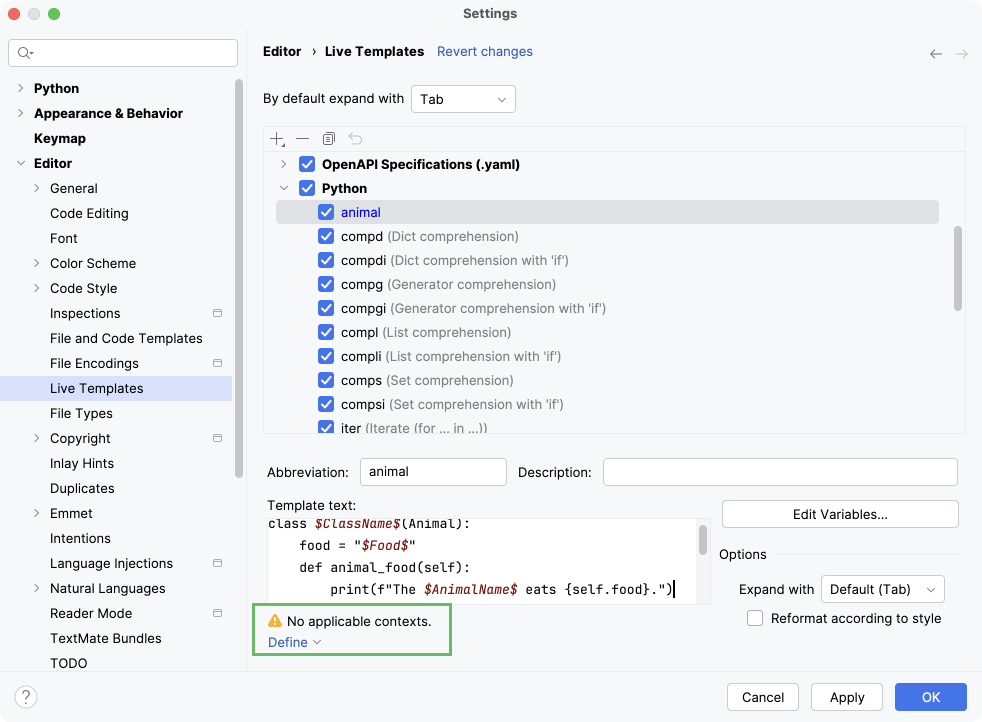 Create a live template Create a live template