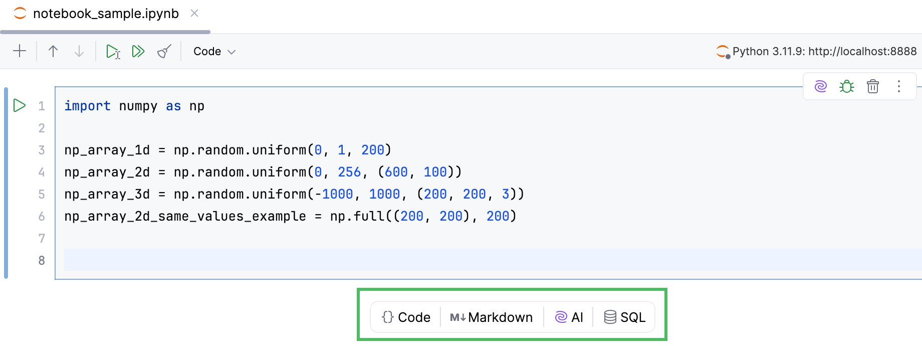 Popup between Jupyter notebook cells