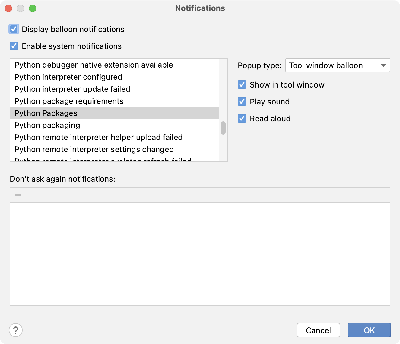 Configuring notification settings