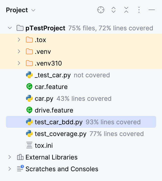 View coverage results in the Project tool window View coverage results in the Project tool window
