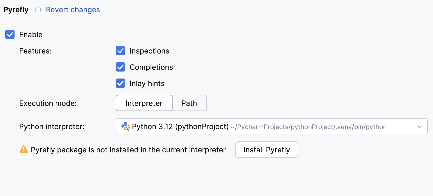 Pyrefly settings Pyrefly settings