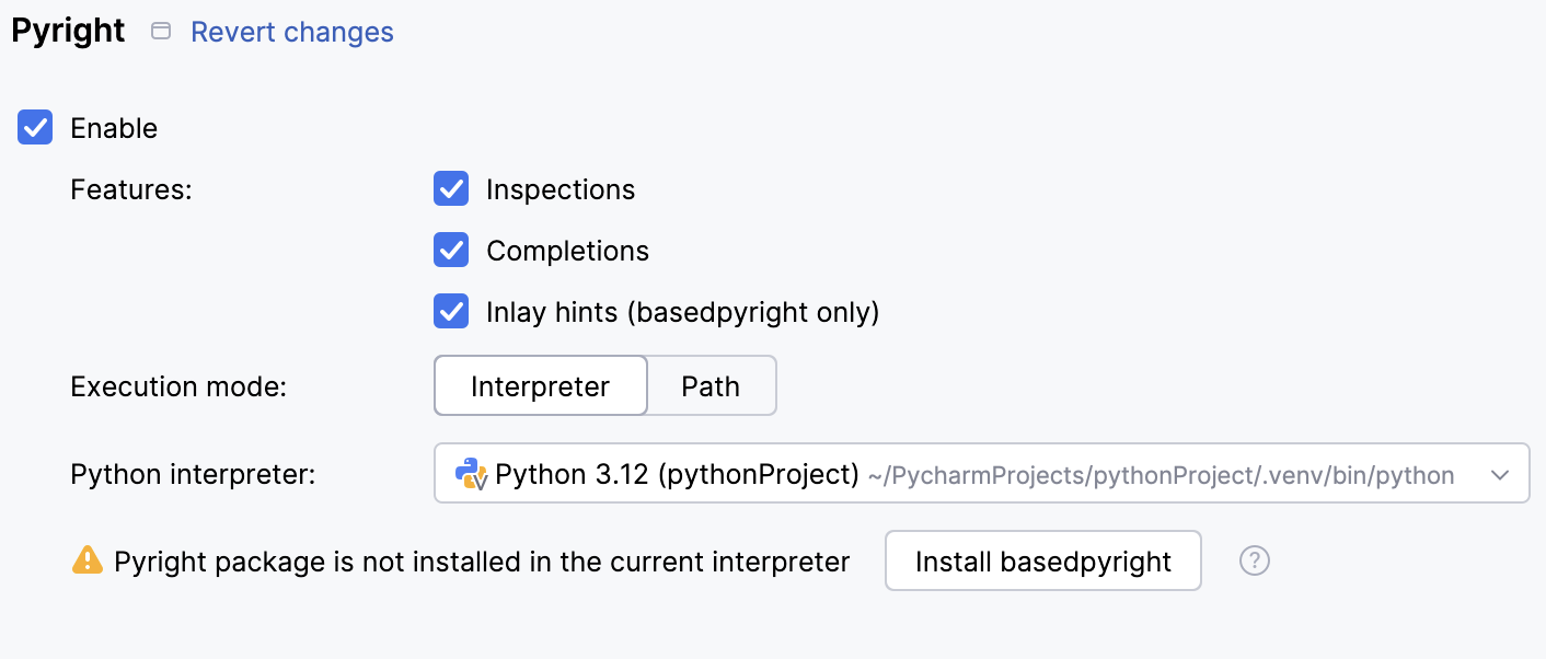 Pyright settings Pyright settings