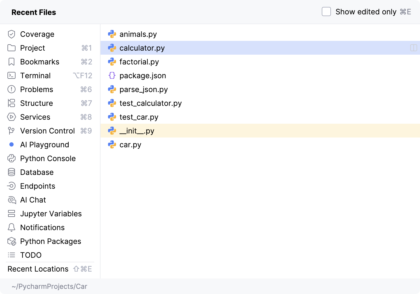 Recent files Recent files
