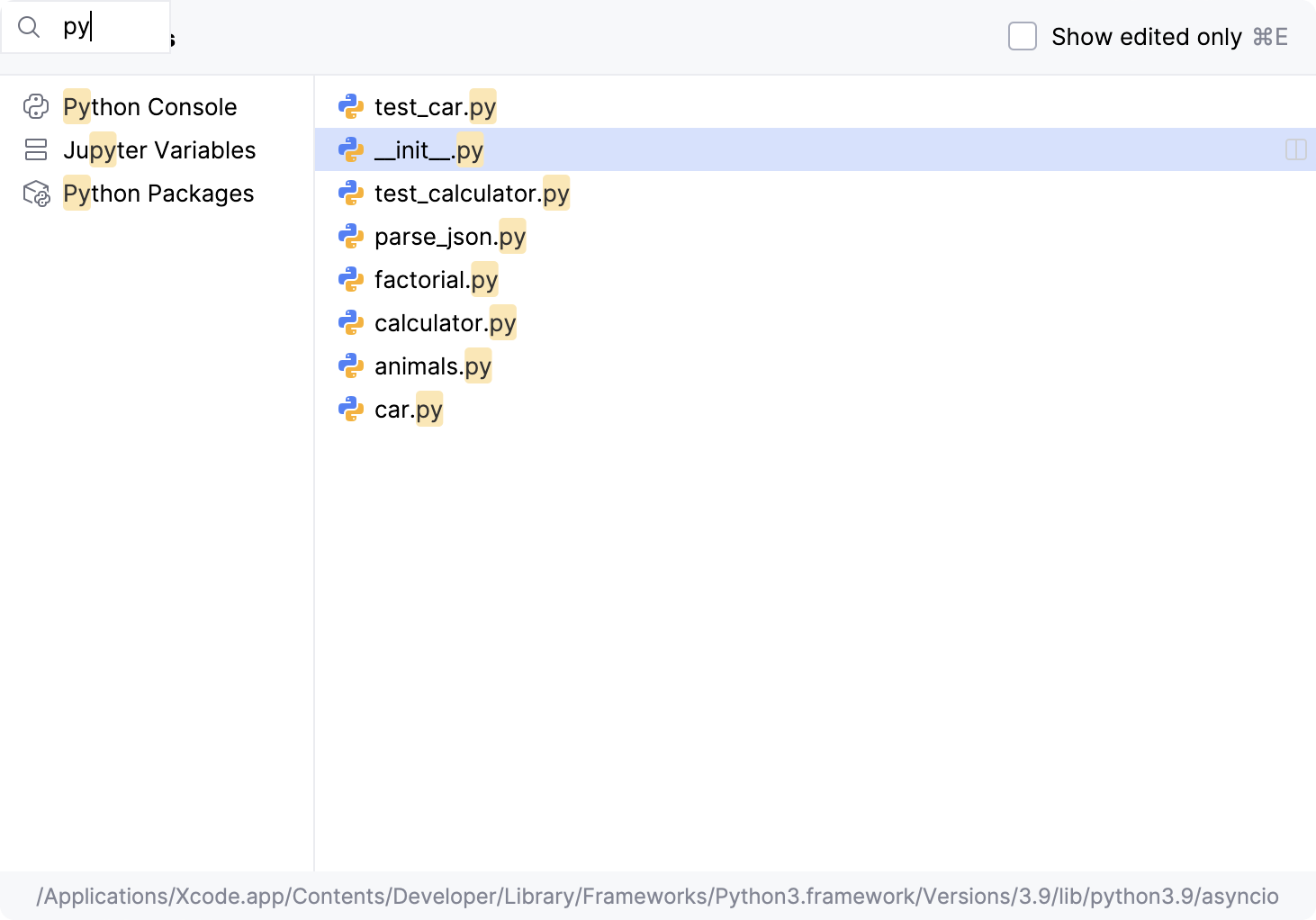 Recent files search Recent files search