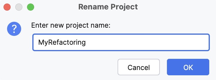 Renaming a project Renaming a project